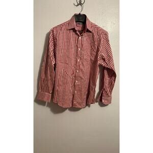 Johnston & Murphy Tailored Fit Plaid Button Up Shirt Cotton Men’s Size Large